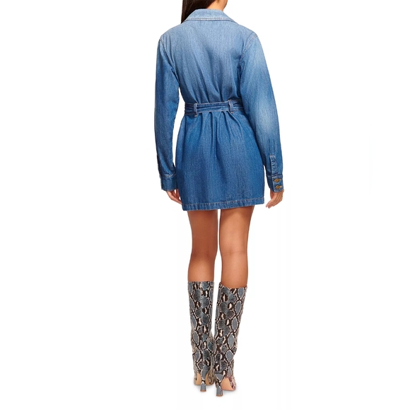 10. NWT RAMY BROOK ZANIYAH DENIM BELTED MINI DRESS - Picture 3 of 10